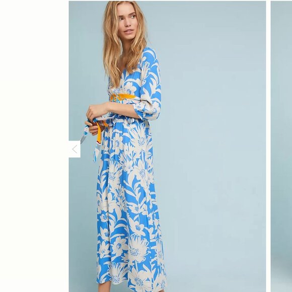 Anthropologie Maeve Belted Kimona Floral Maxi Dress Size 2 - Picture 1 of 10